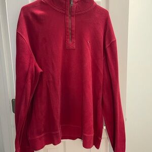 Tommy Hilfiger Men's Red Zip-Up Sweater